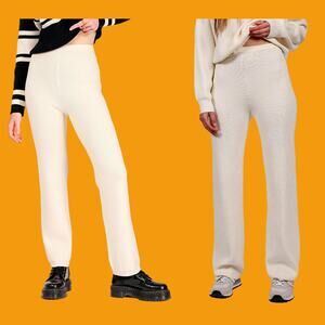 NEW Brunette The Label Cream KNIT Ribbed Pants | XS/S